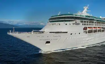 Large cruise ship sailing in ocean