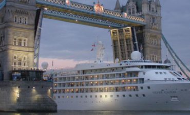 silversea cruise passing tower bridge