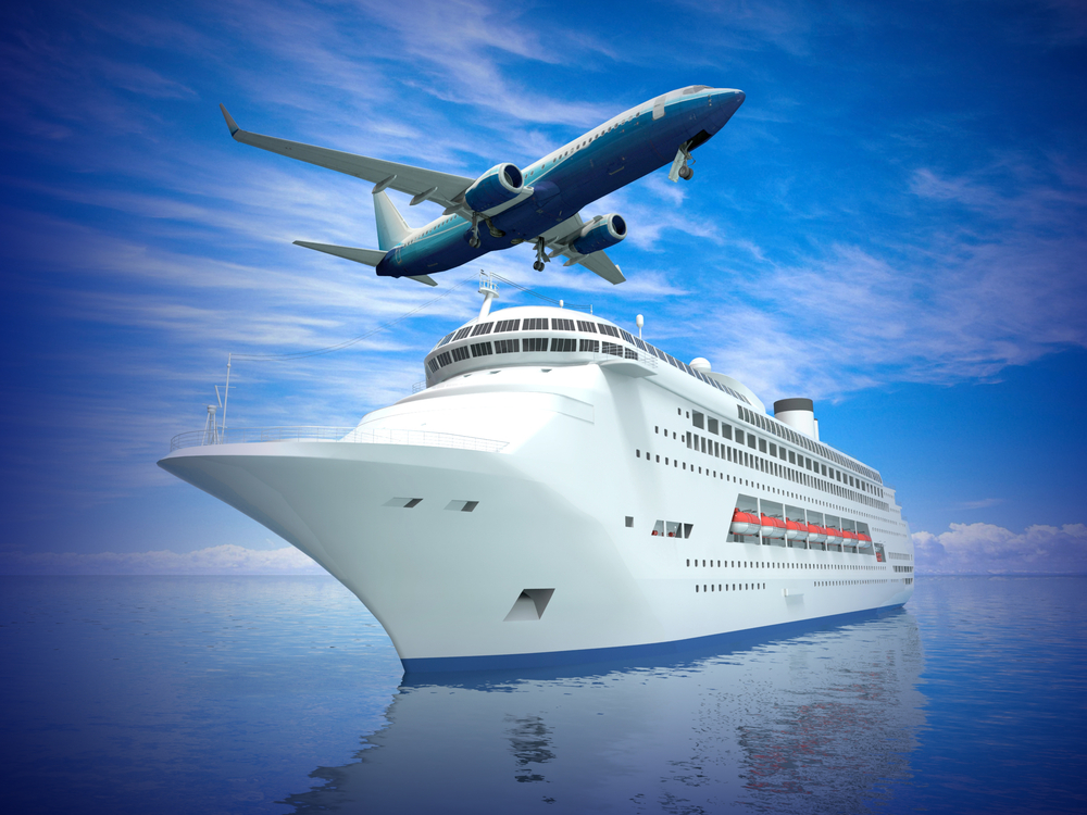 Cruise Ship and Airplane Drawing