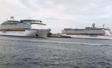 Explorer of the Seas passes Voyager of the Seas