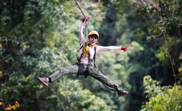 Tourist ziplining