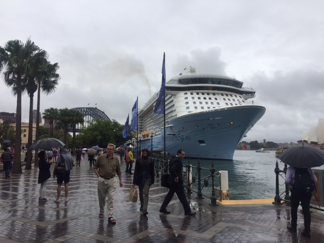 Cruise Passenger steps onboard Ovation of the Seas in Sydney