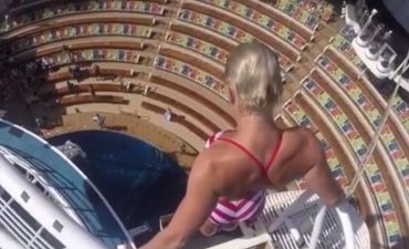 Watch professional diver leap 55ft off platform on Harmony of the Seas