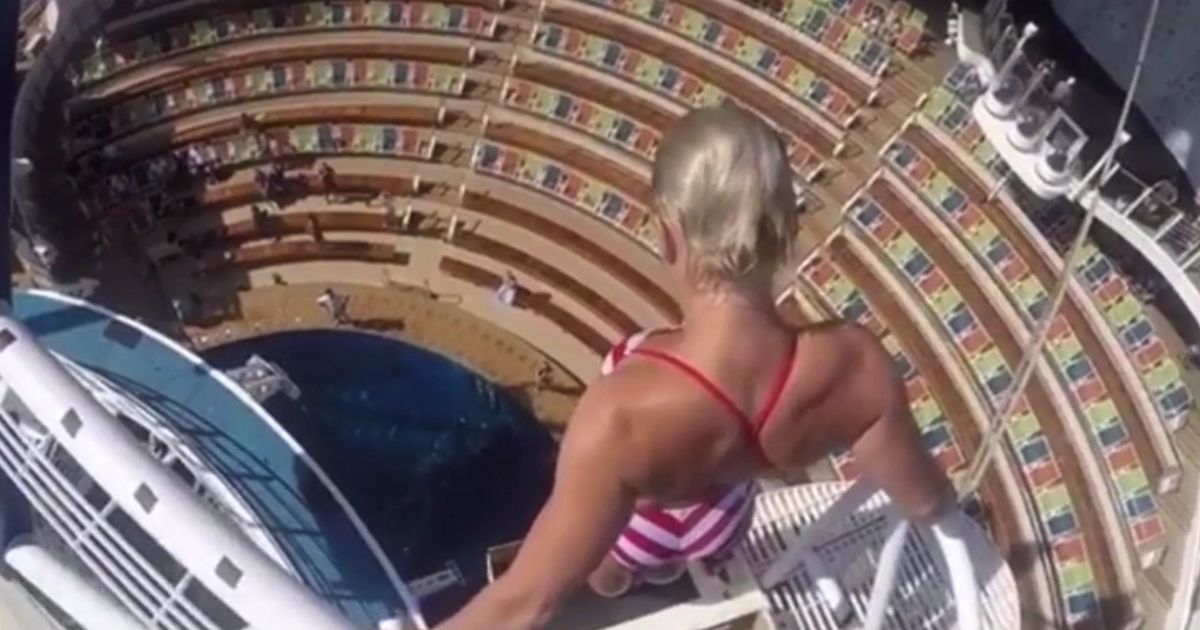Watch professional diver leap 55ft off platform on Harmony of the Seas