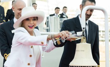 Joan Collins christens Uniworld's newest ship, Joie de Vivre