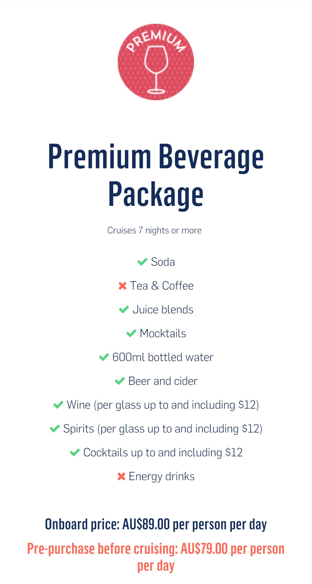 P&O drinks package