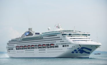 Sea Princess looking loverly in new livery in Singapore after dry dock