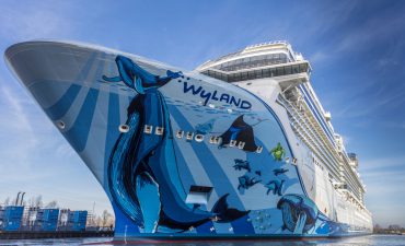 Norwegian Cruise Lines float out their latest and Alaskan bound ship, Norwegian Bliss