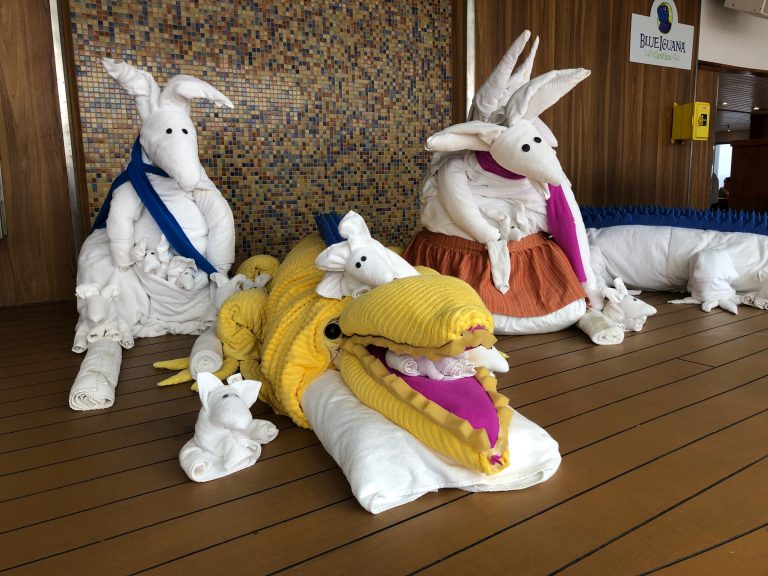 Towel animals aboard Carnival Cruise Line