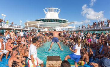 crowded deck on Royal Caribbean