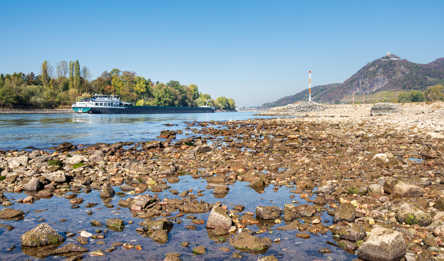 Low water levels on the Rhine River Cruise