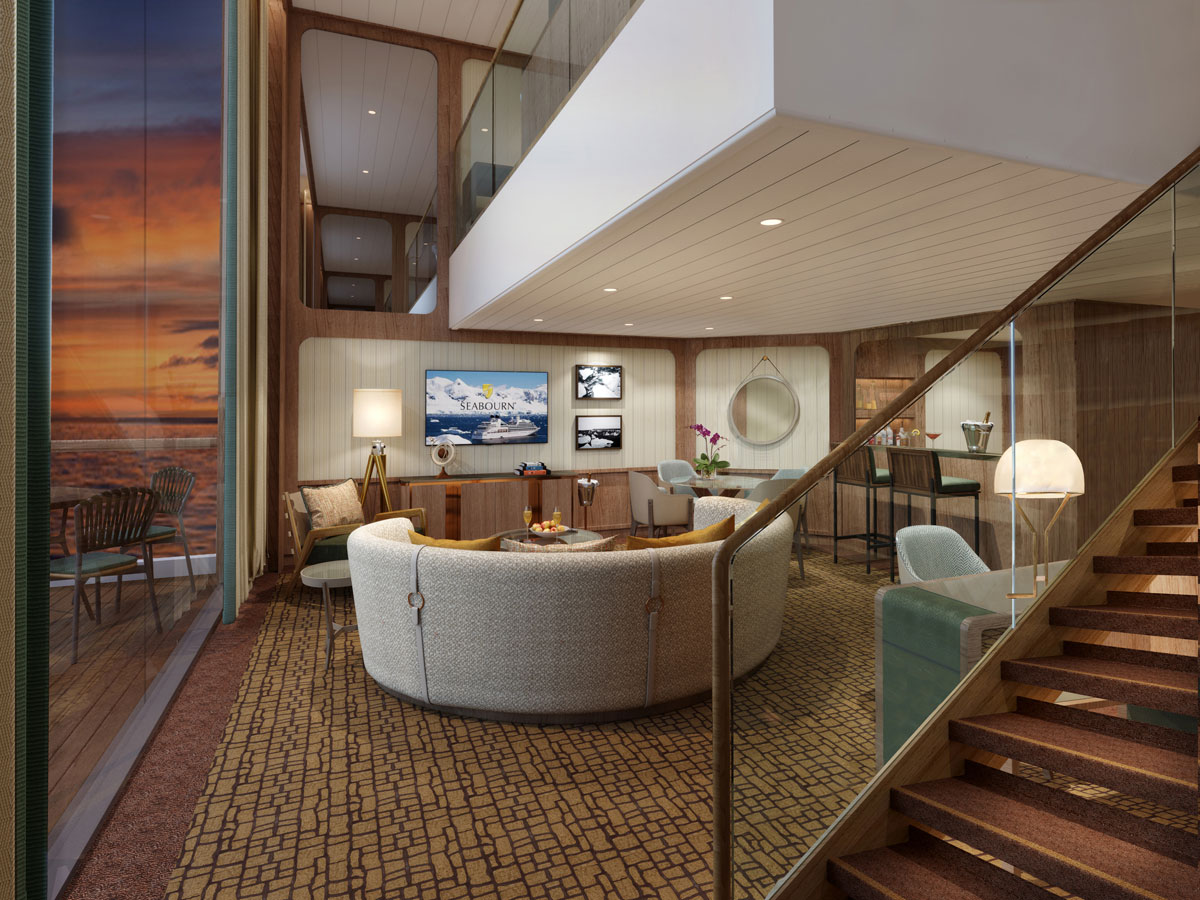 A lounge on Seabourn Venture