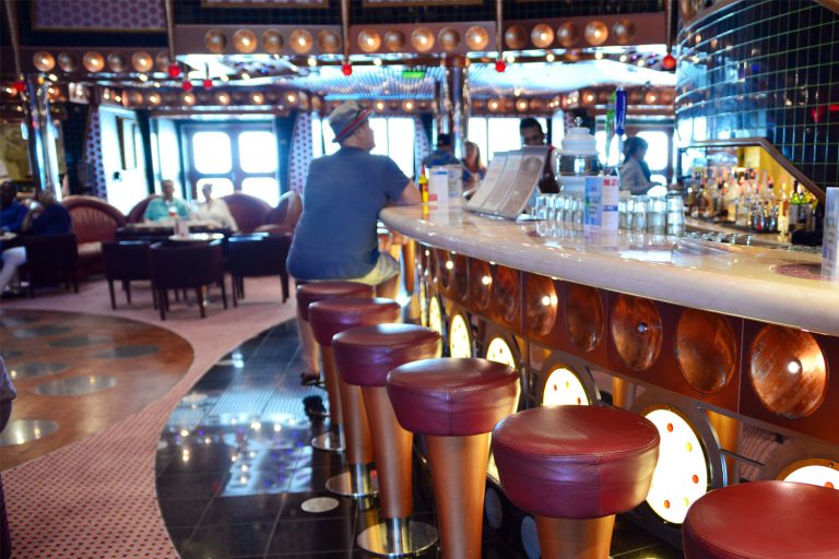 man at the bar on a cruise ship