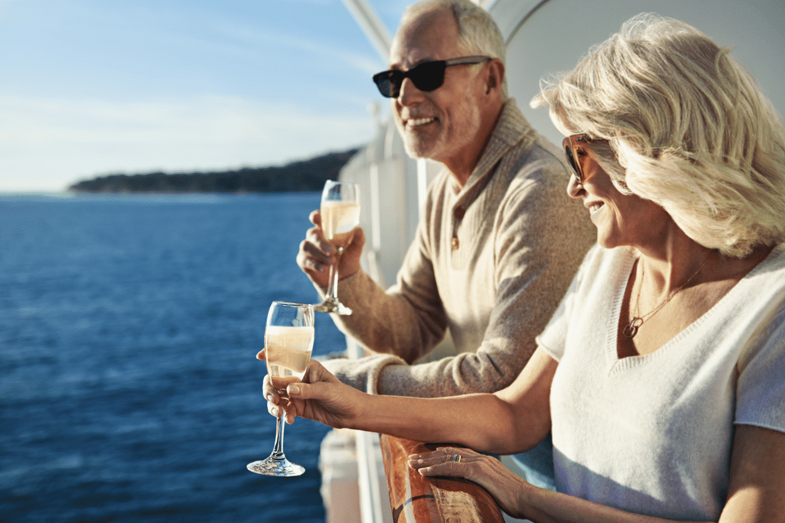 A couple enjoying their world cruise aboard the Sea Princess