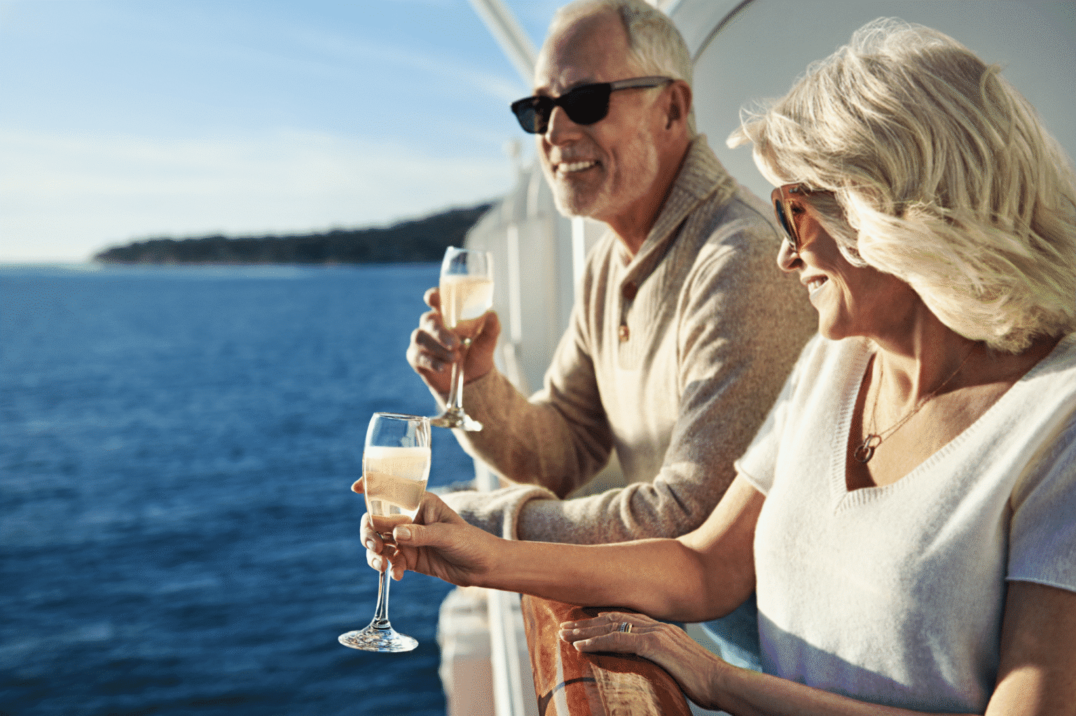 A couple enjoying their world cruise aboard the Sea Princess