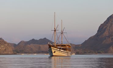 Prana by Atzaro timber phinisi off Padar Island.