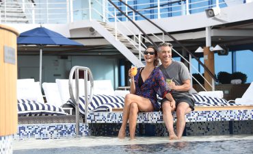 The pool deck on the Oceania Insignia
