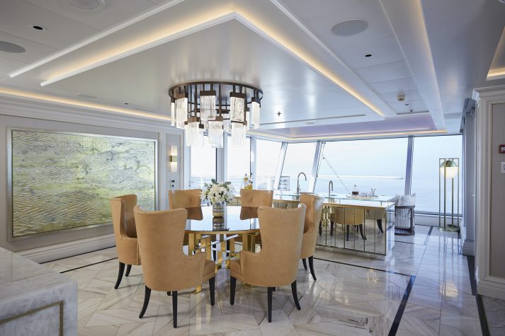 The Regent Suite has unobstructed 270-degree views over Splendor’s bow
