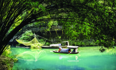 Small boats in yangtze river