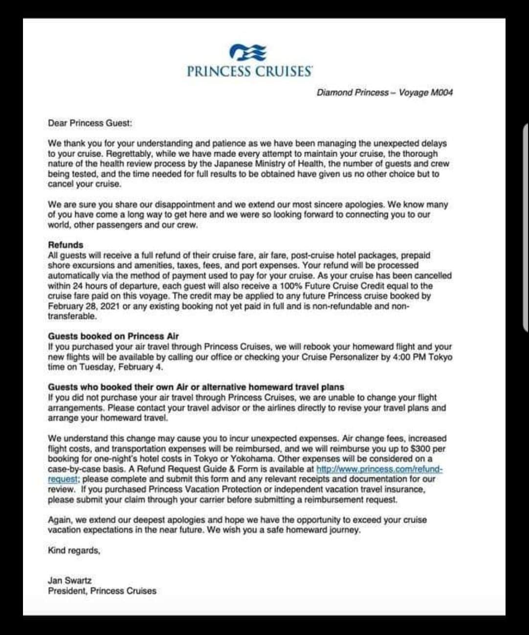 princess diamond cancellation letter e1580958995531
