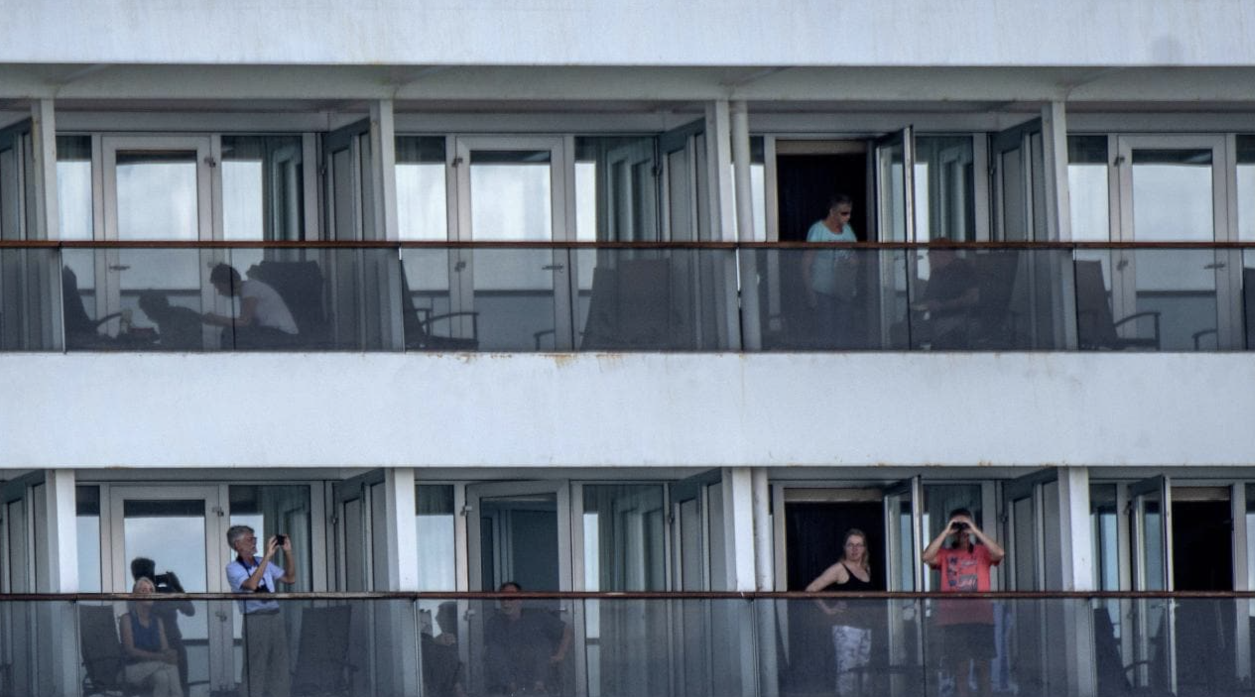 Free at last: Aussies on Zaandam and Rotterdam on their way home.