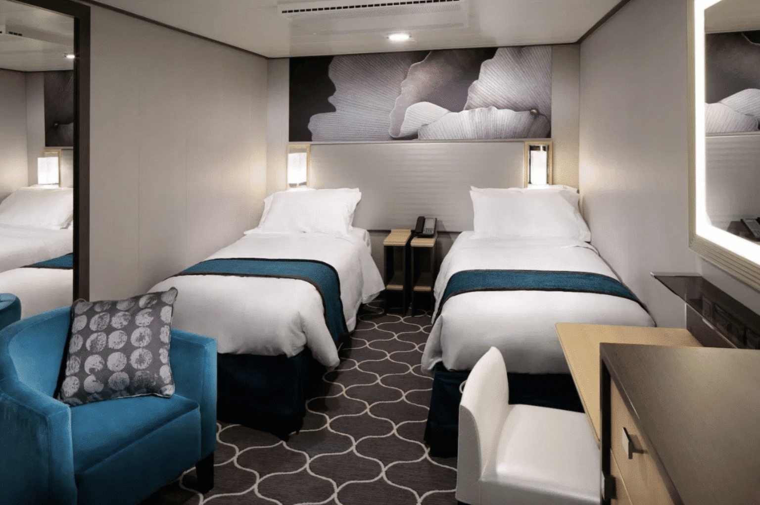 The interior cabin onboard Harmony of the Seas