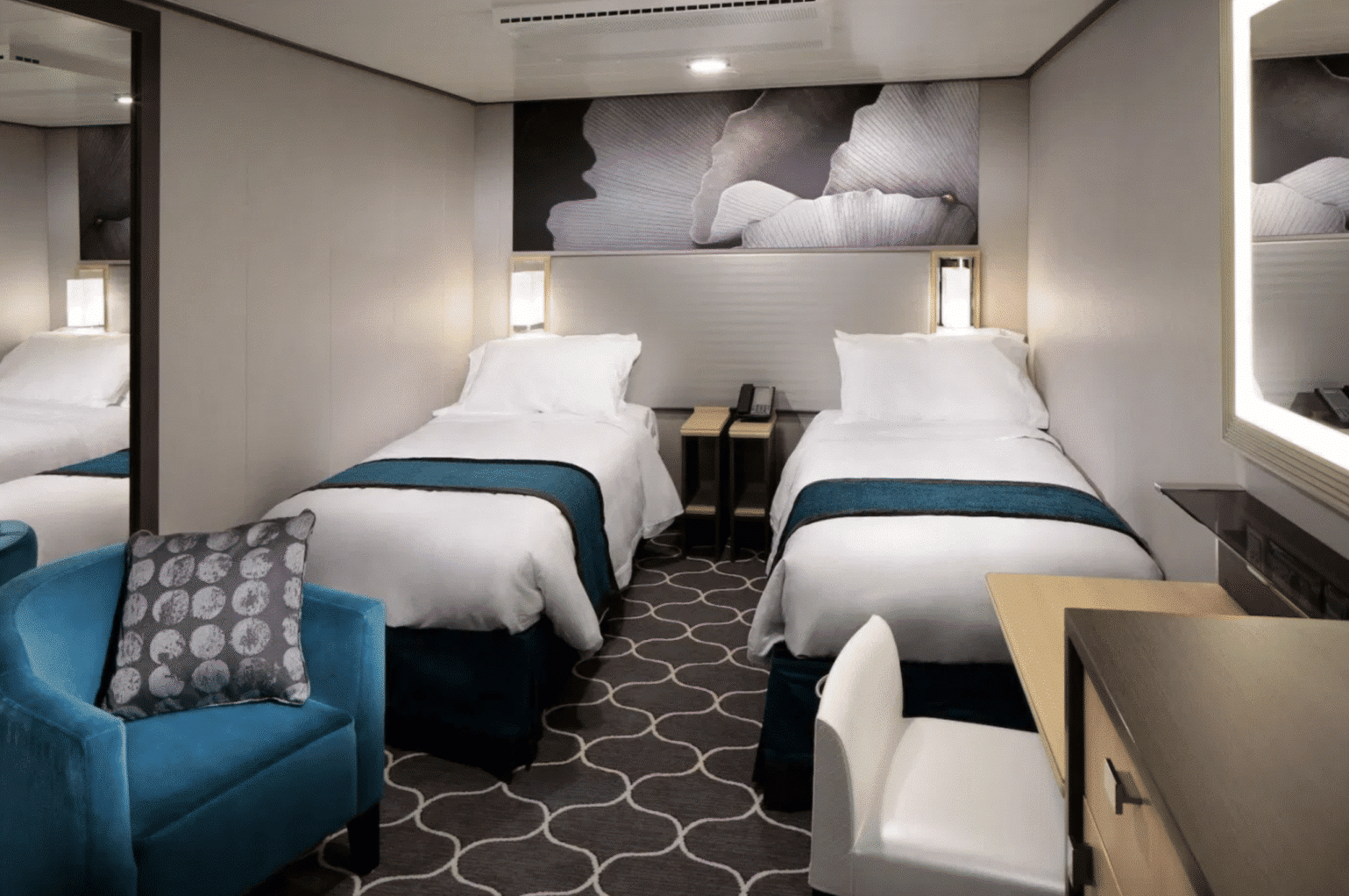 The interior cabin onboard Harmony of the Seas