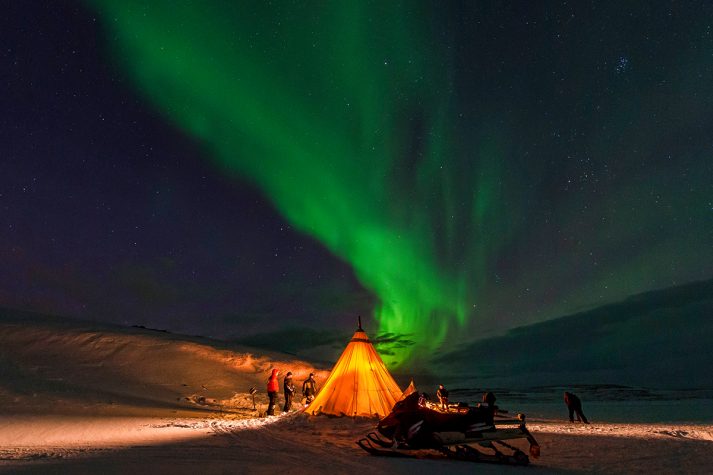 A tent in the Northern Lights