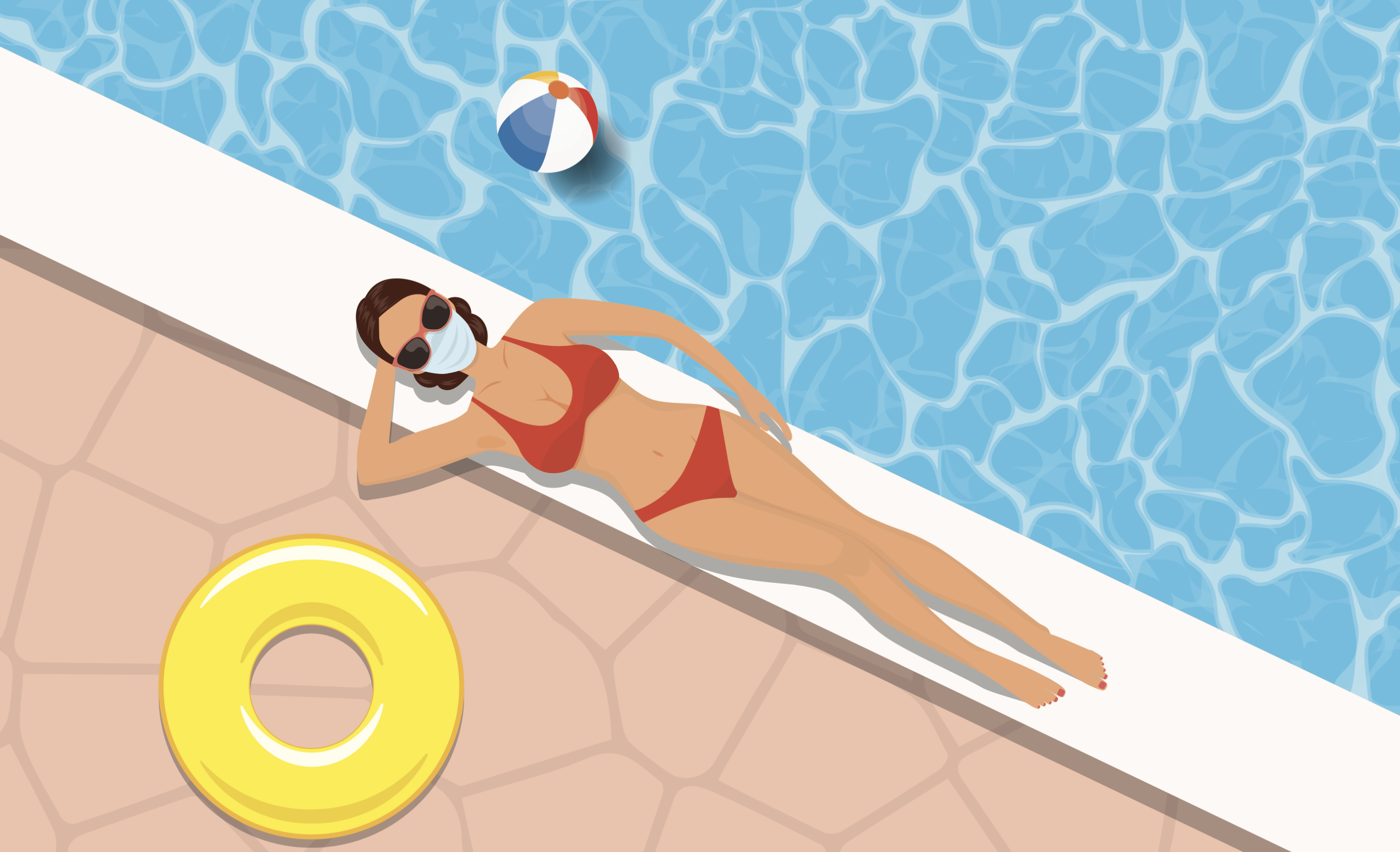 Clipart of a girl laying beside the pool