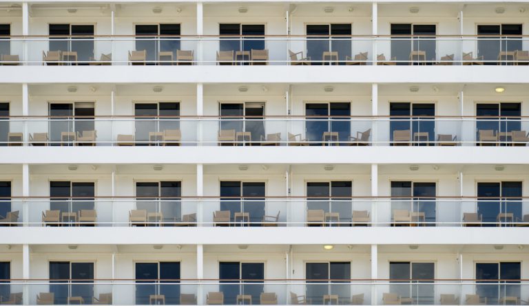 Apartments with balconies separated from each other