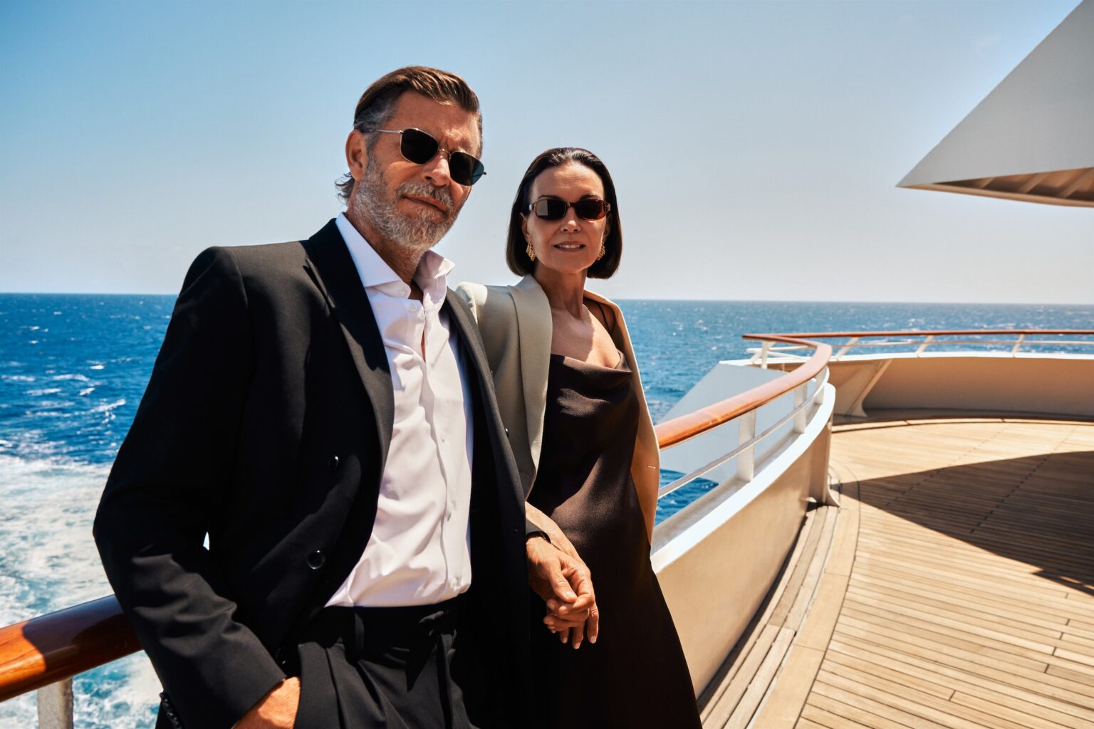 A couple onboard Crystal Cruises
