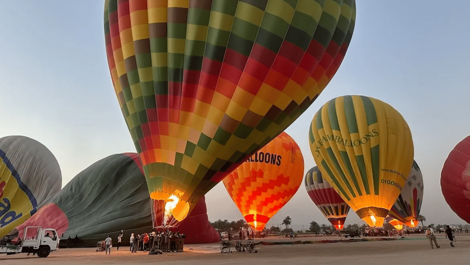 Balloons taking off at Luxor, Egypt