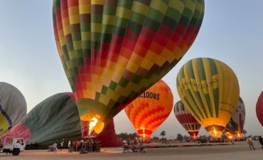 Balloons taking off at Luxor, Egypt