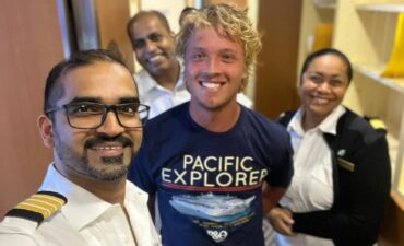 Tom with crew of Pacific Explorer