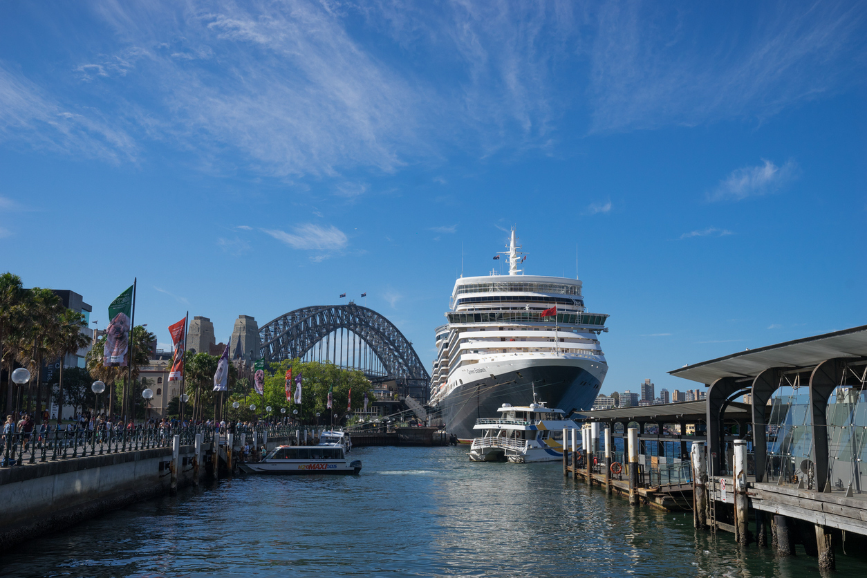 Cunard cruise ship Queen Elizabeth at Circular Quay in Sydney