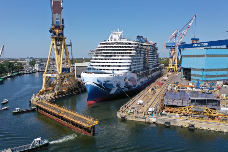 Norwegian Prima, the first of six Prima class ships floats out