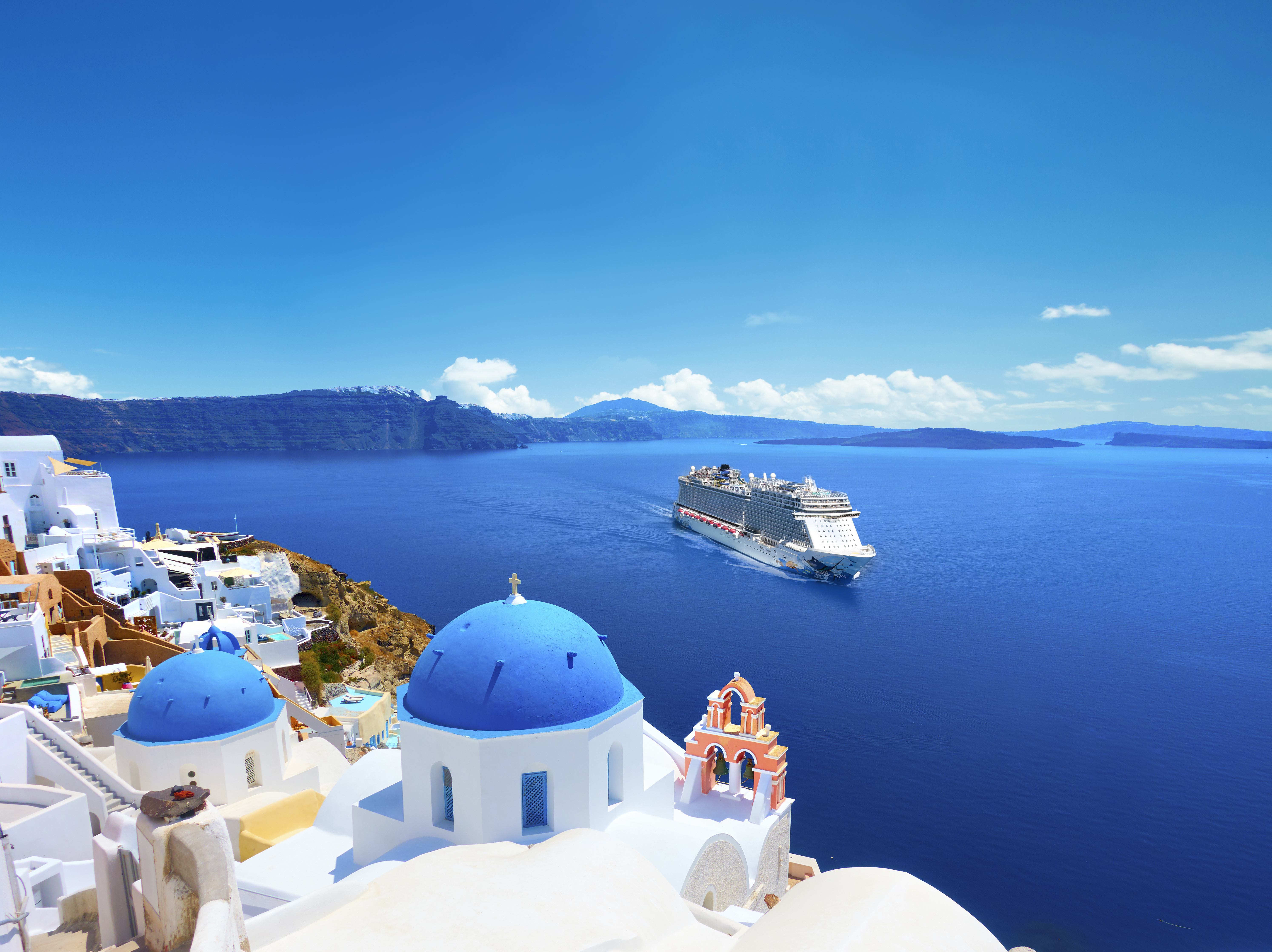 Norwegian Escape Santorini Aerial