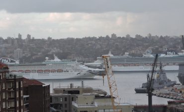 Rare moments when P&O Australia ships meet on the sea.