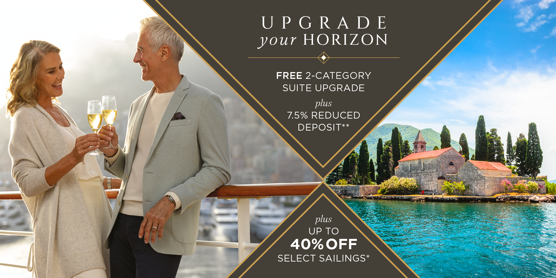 Book a voyage on Regent Seven Seas Cruises and receive a Free two-category suite upgrade