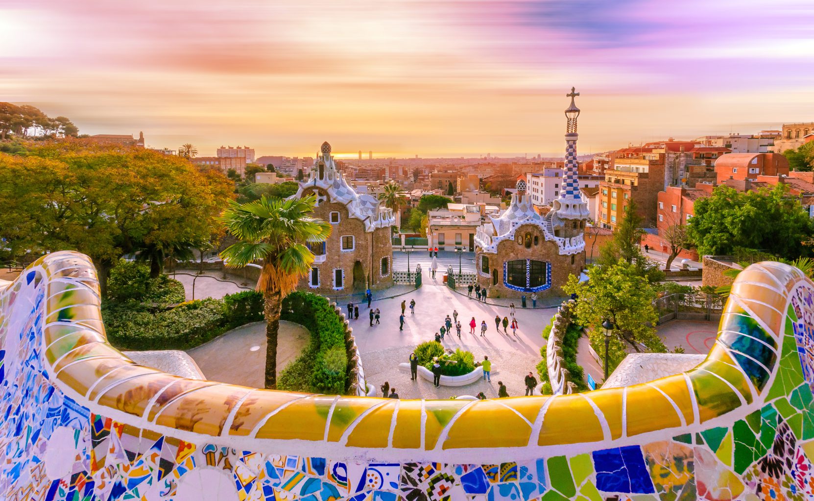 The city of Park Guell in Barcelona. 