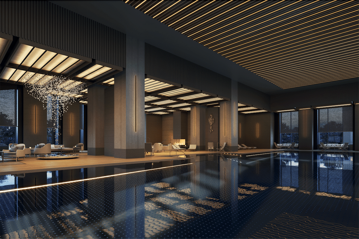 The stunning pool at the Janu Tokyo