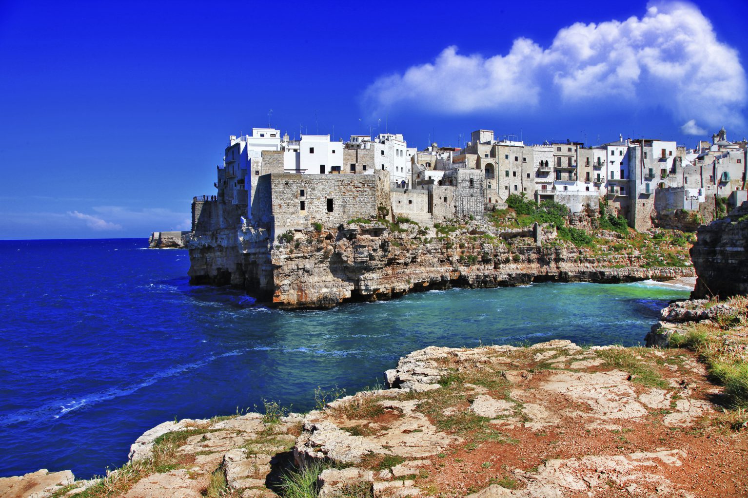 Polignano a Mare in Puglia is a popular seaside town