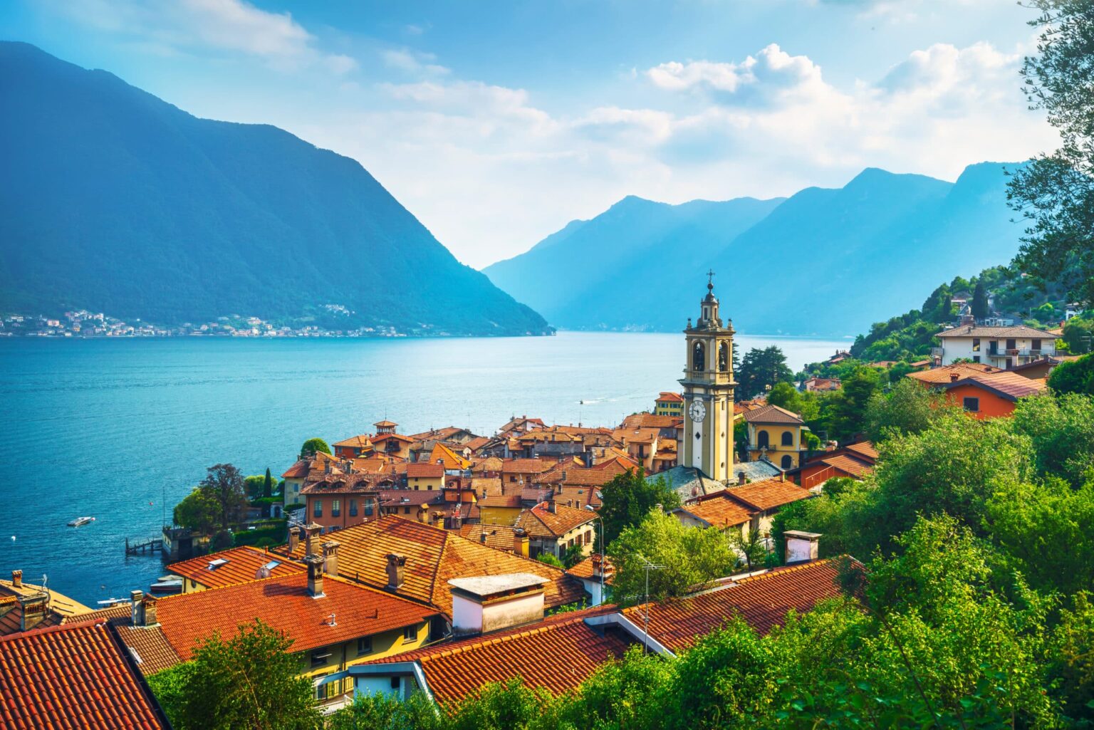 Como, lake, sala, comacina, bell tower, from Greenway Trail, Italy define luxury in Europe.