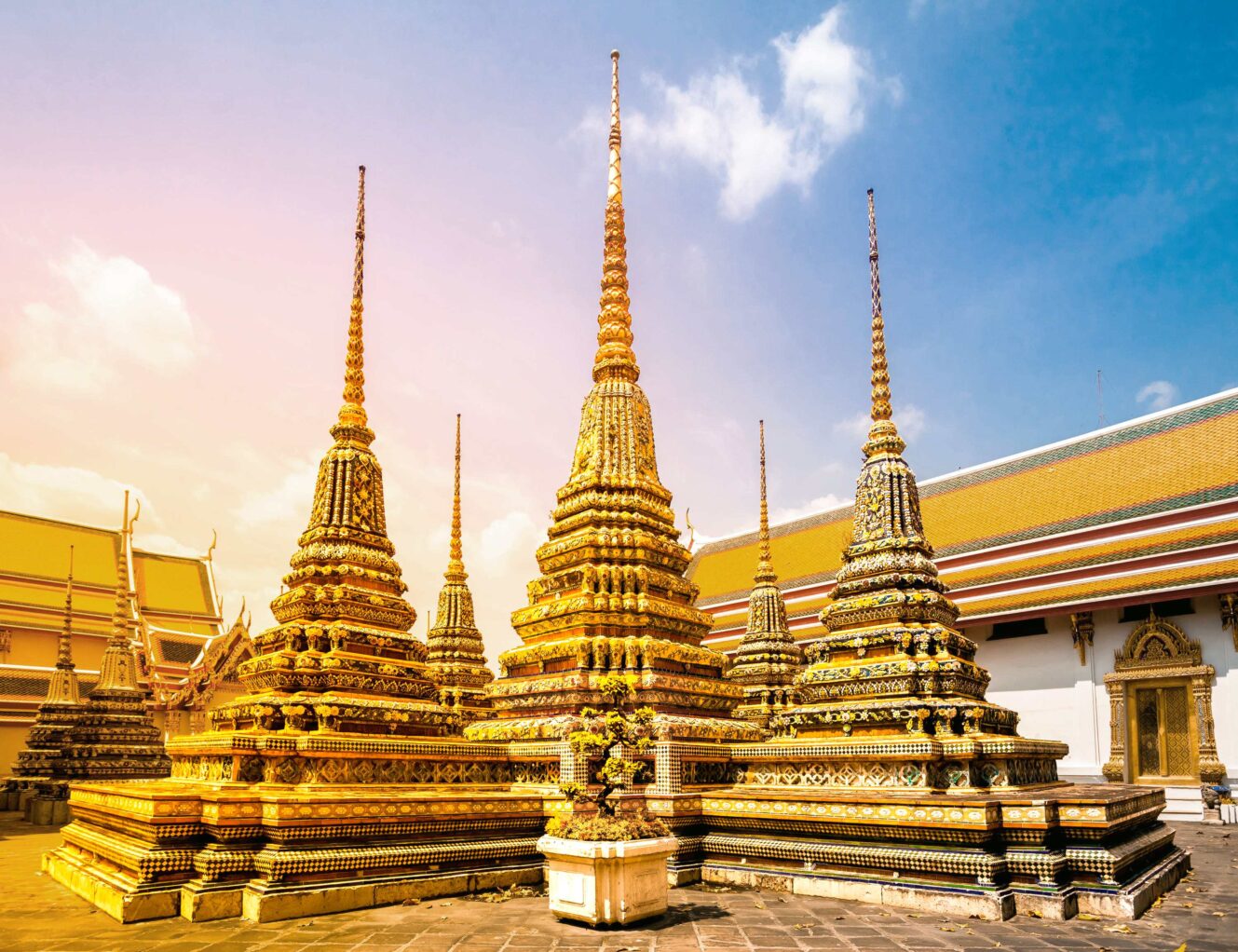 Bangkok's Wat Pho golden spires await guests of Viking cruise line.