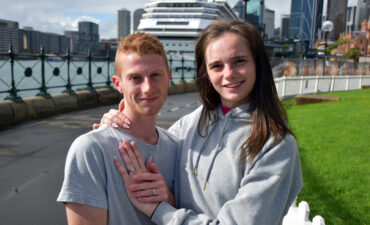 Sebastian Lawson & Holly Paech, both 21, show off their engagement ring.