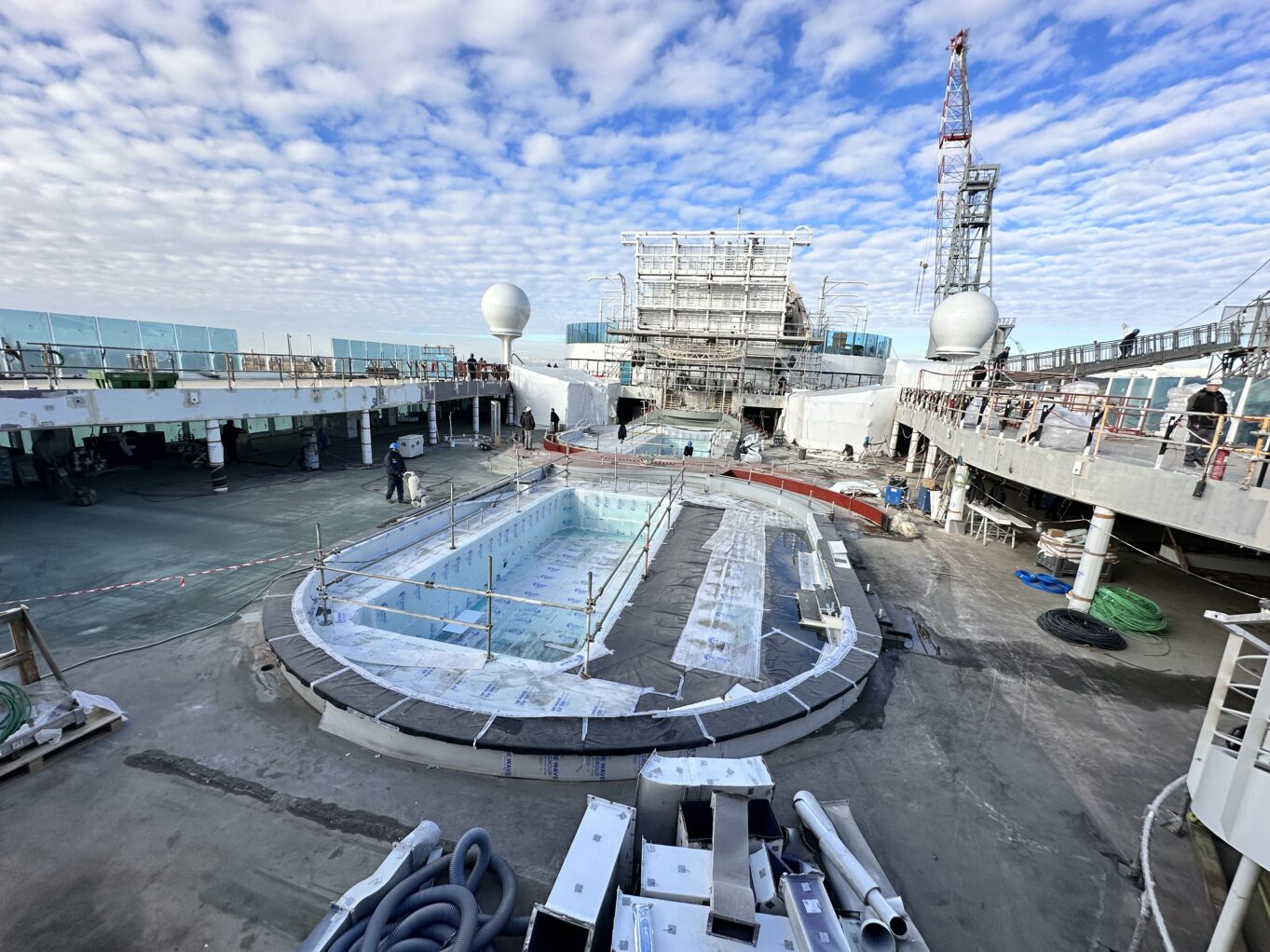 The deck of the pool onboard the new Sun Princess