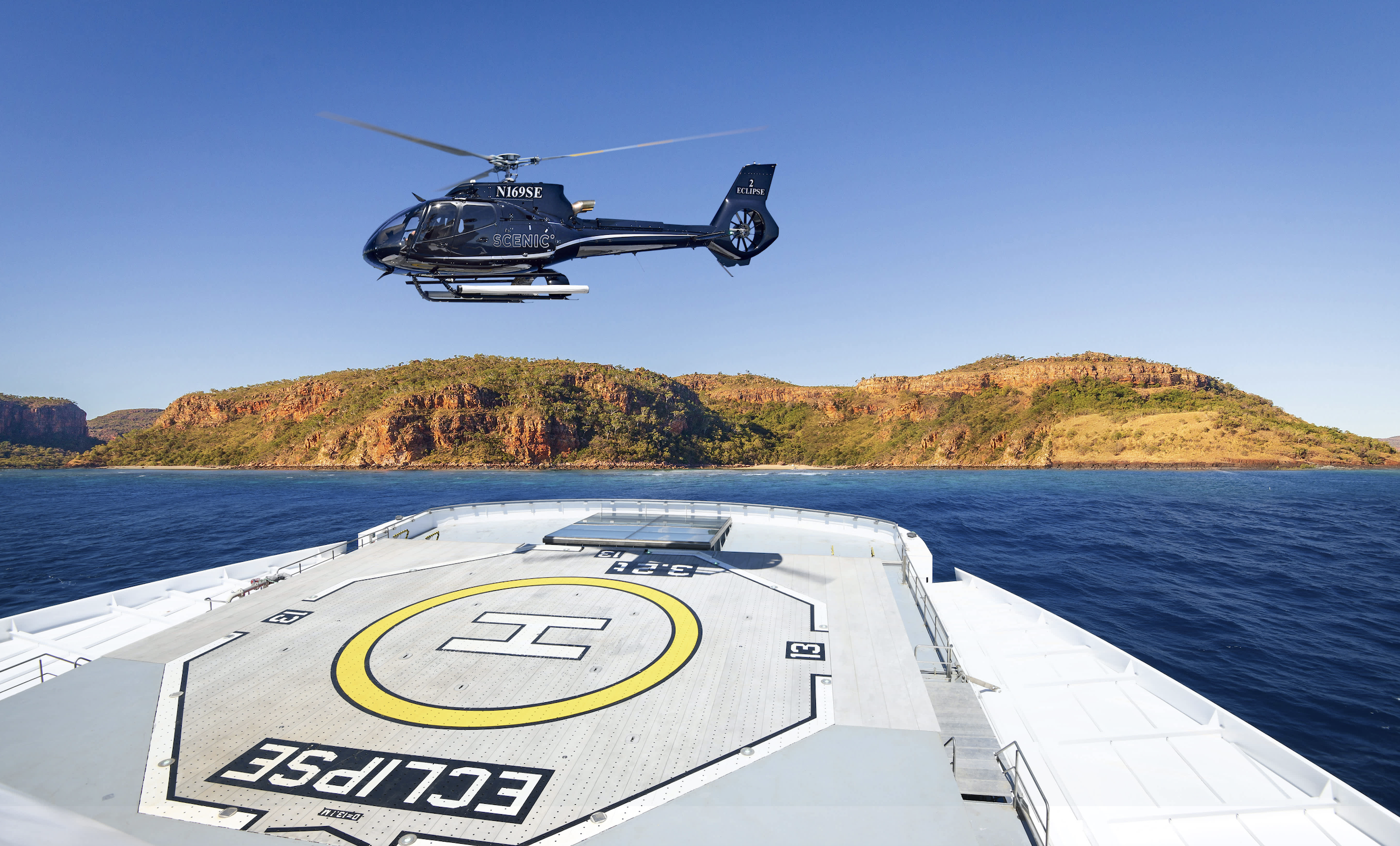 The helicopter on the Scenic Eclipse II