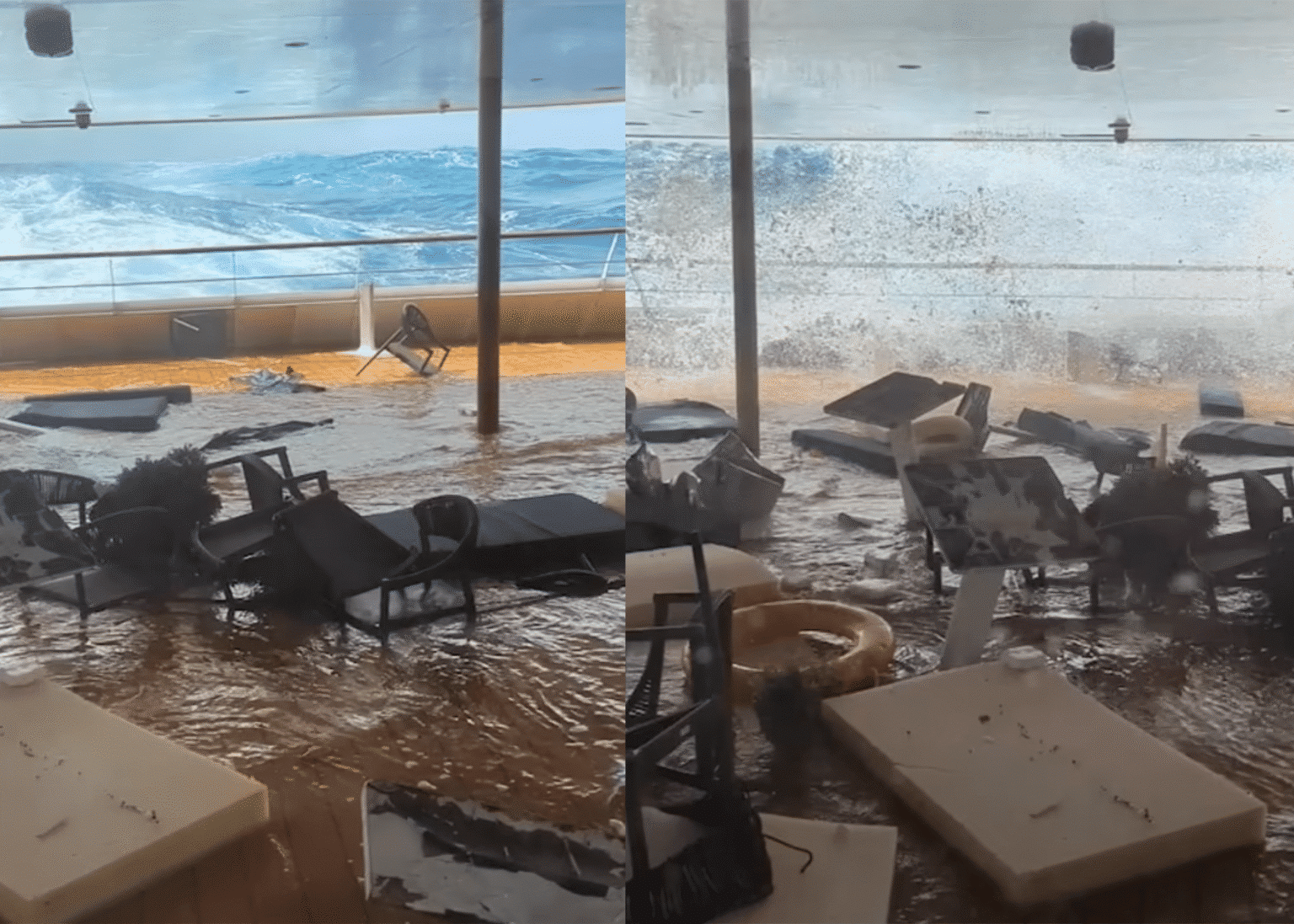 30 metre waves hit cruise ship