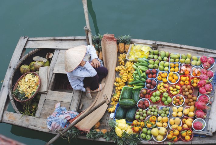 Floating market stall, Mekong river cruise