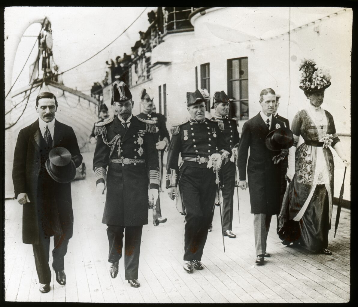 King George V and Queen Mary visit the first ship from Cunard in 1913